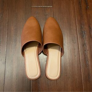 Old Navy Faux Leather Cognac Mule Flats